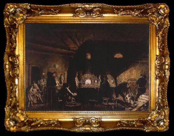 framed  Pehr Hillestrom Interior fran Kungsholms glasbruk i Stockholm, ta009-2